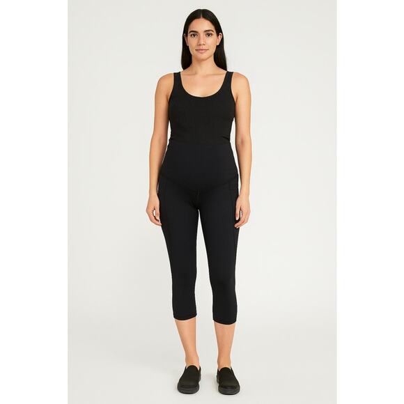 Lululemon Maternity Cropped Leggings Black Small Black Pregancy Athleisure Mama - Picture 1 of 6